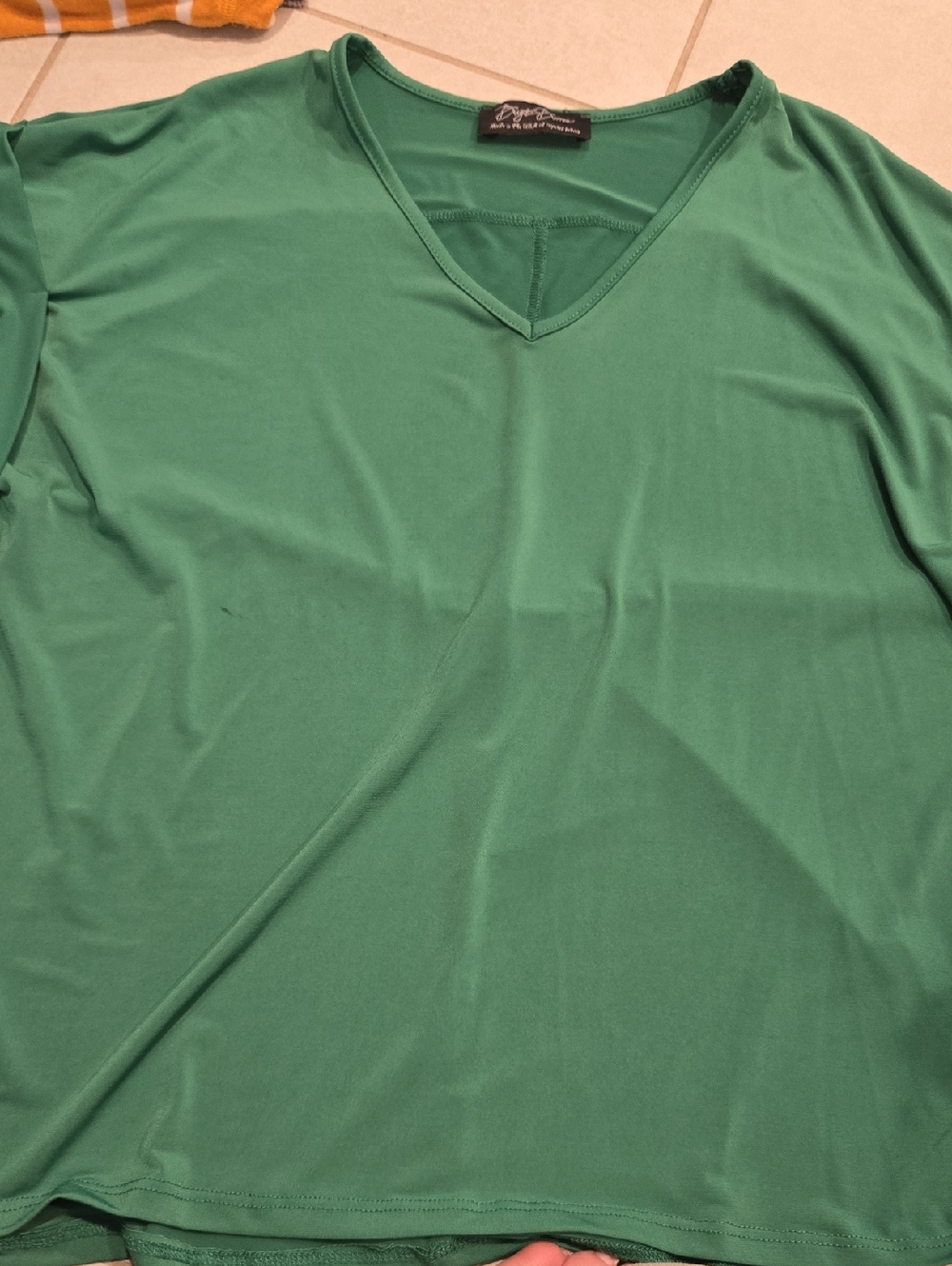 Brigitte Brianna Green V-Neck Top